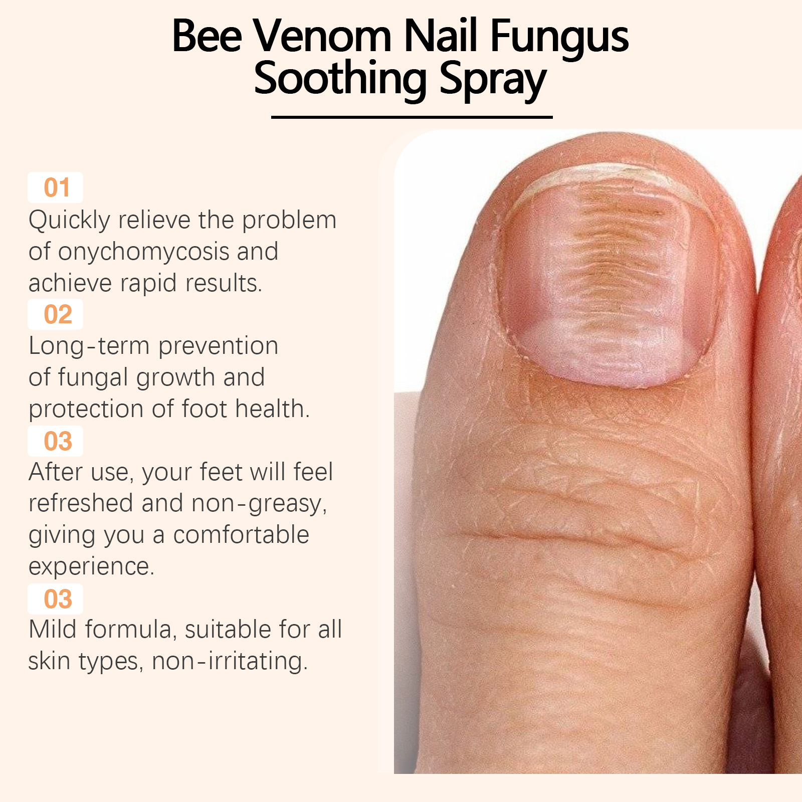 Bee Venom Nail Care Spray Foot Nail Cleansing Moisturizing Brightening Nail Care Spray