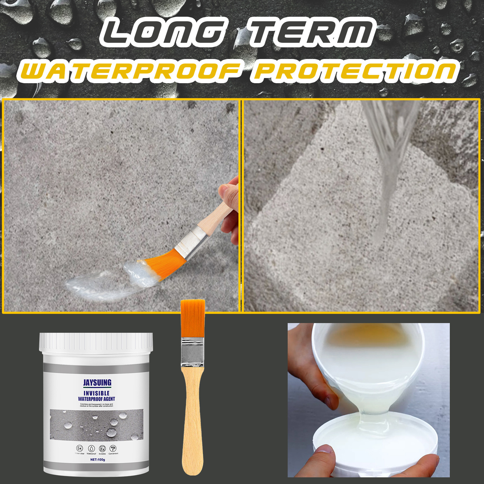 Waterproof Sealant Coating 100g With Brush For Bathroom Kitchen Wall Crack Leak Repair Tile Floor Sealer