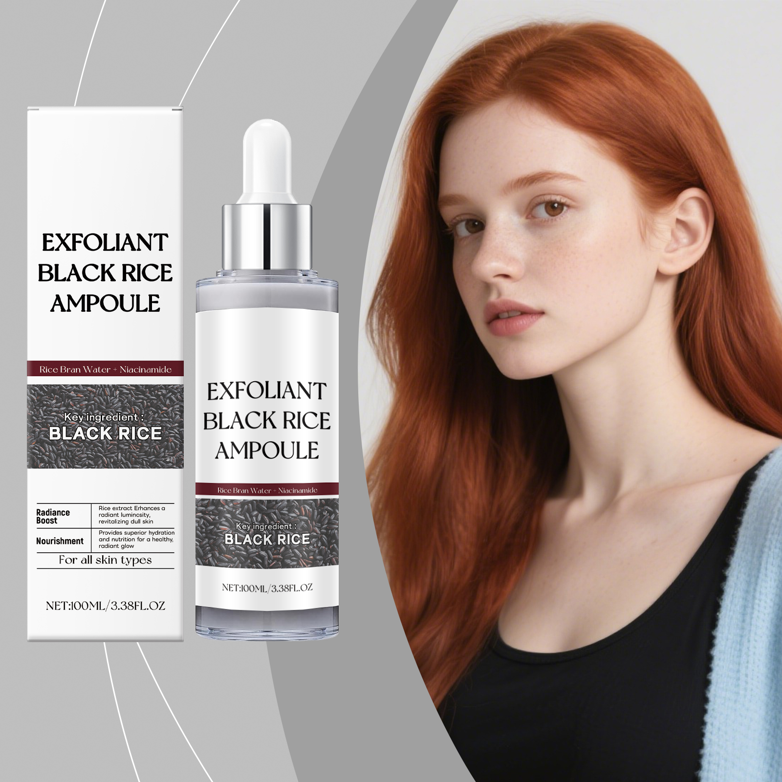 Black Rice Brightening Keratin Liquid Gentle Exfoliating Hydrating For Elastic Glowing Skin Daily Face Care