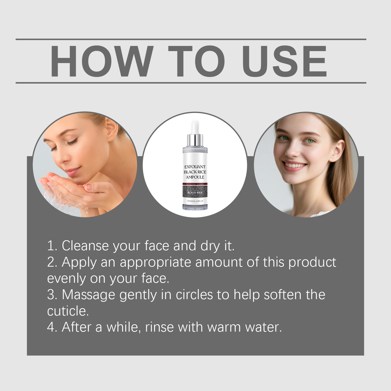 Black Rice Brightening Keratin Liquid Gentle Exfoliating Hydrating For Elastic Glowing Skin Daily Face Care