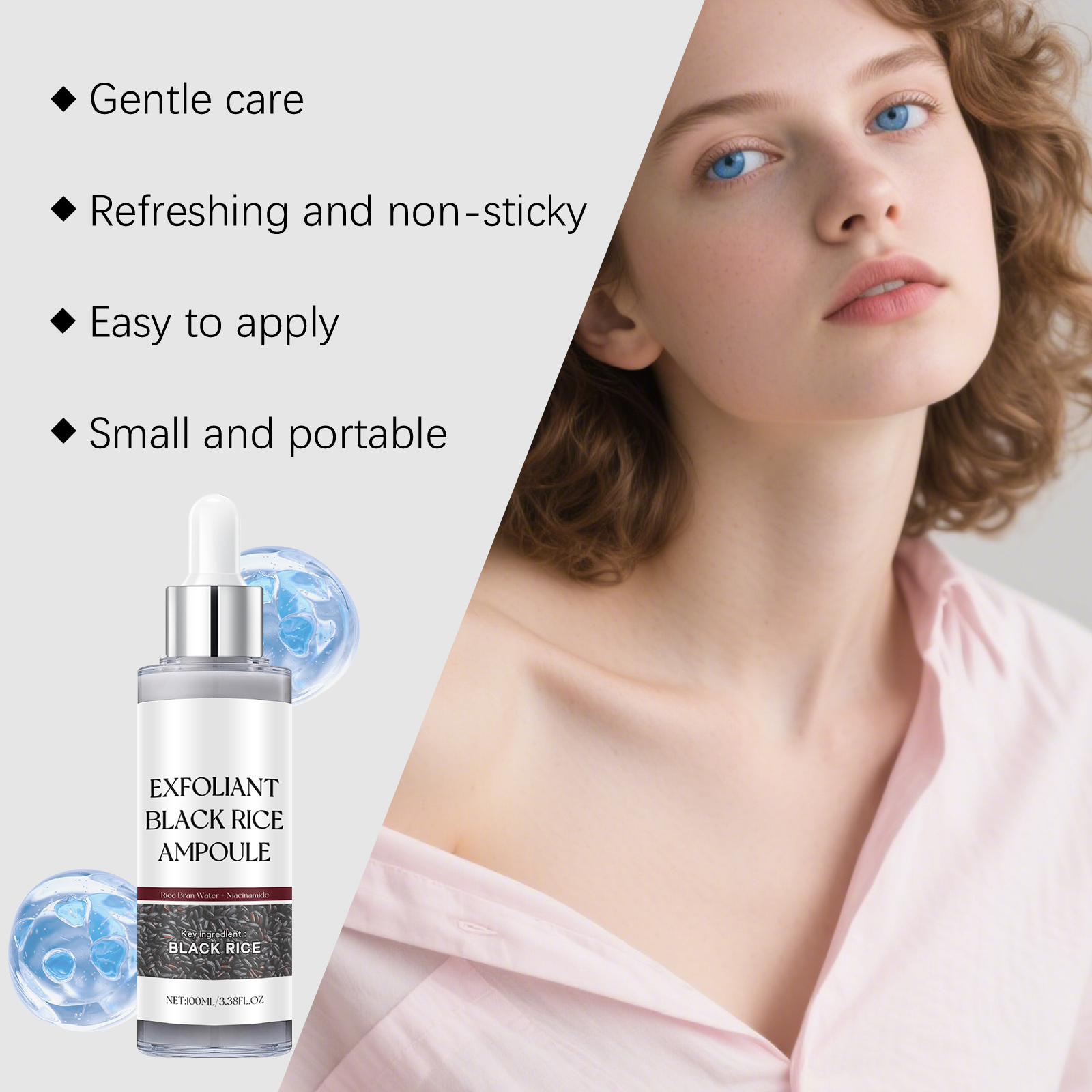 Black Rice Brightening Keratin Liquid Gentle Exfoliating Hydrating For Elastic Glowing Skin Daily Face Care