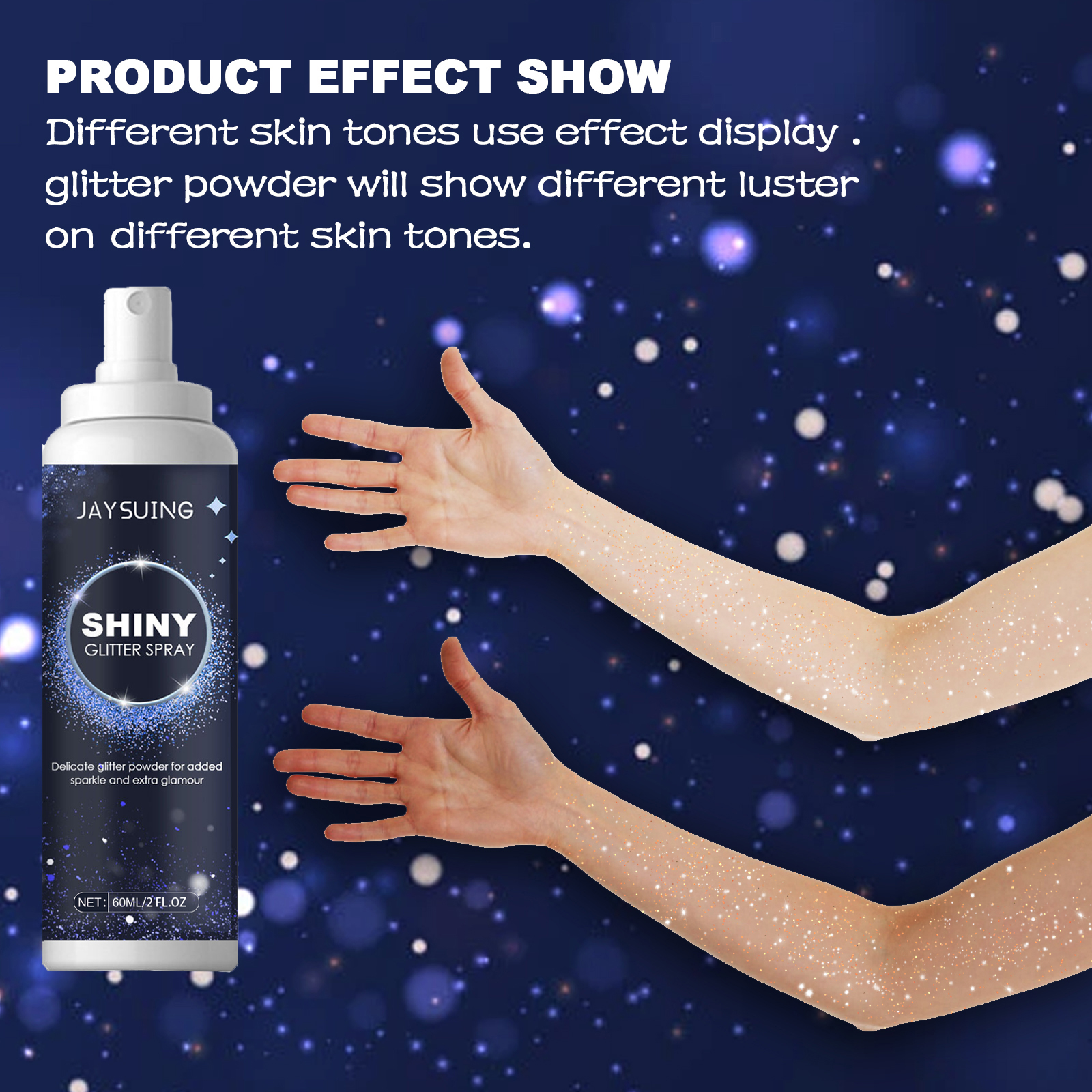 Shimmer Highlighting Spray High Gloss Body Hair Festival Party Makeup Setting Powder Glitter 60ml