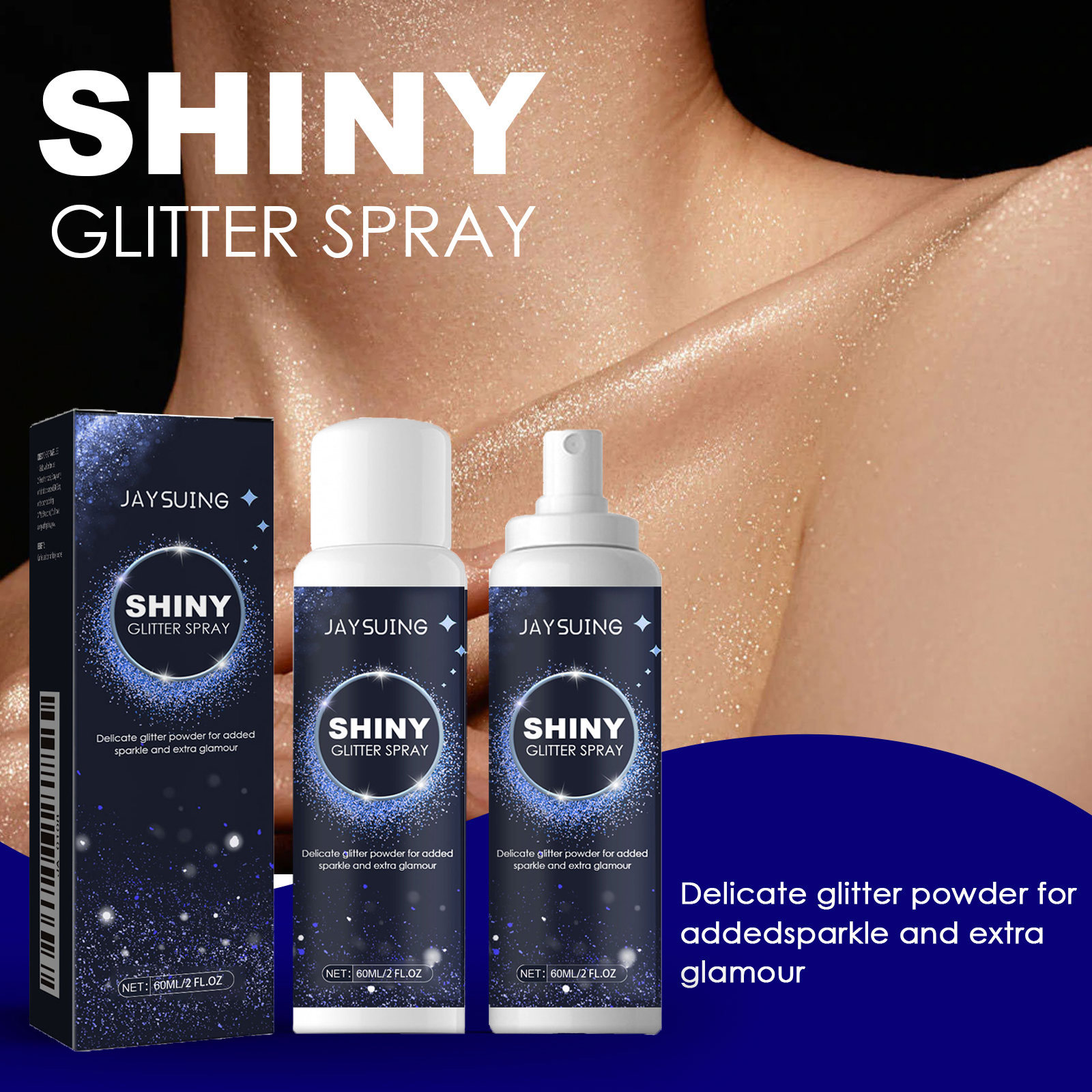 Shimmer Highlighting Spray High Gloss Body Hair Festival Party Makeup Setting Powder Glitter 60ml