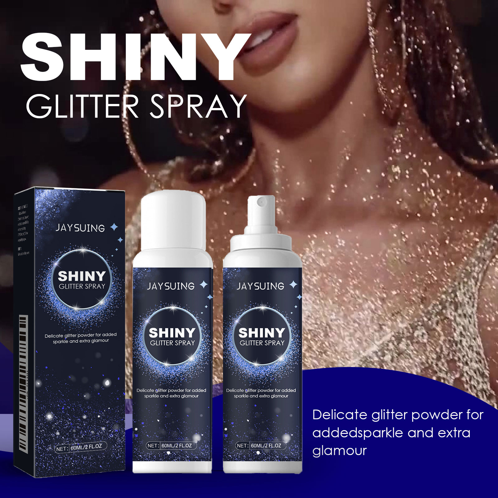 Shimmer Highlighting Spray High Gloss Body Hair Festival Party Makeup Setting Powder Glitter 60ml