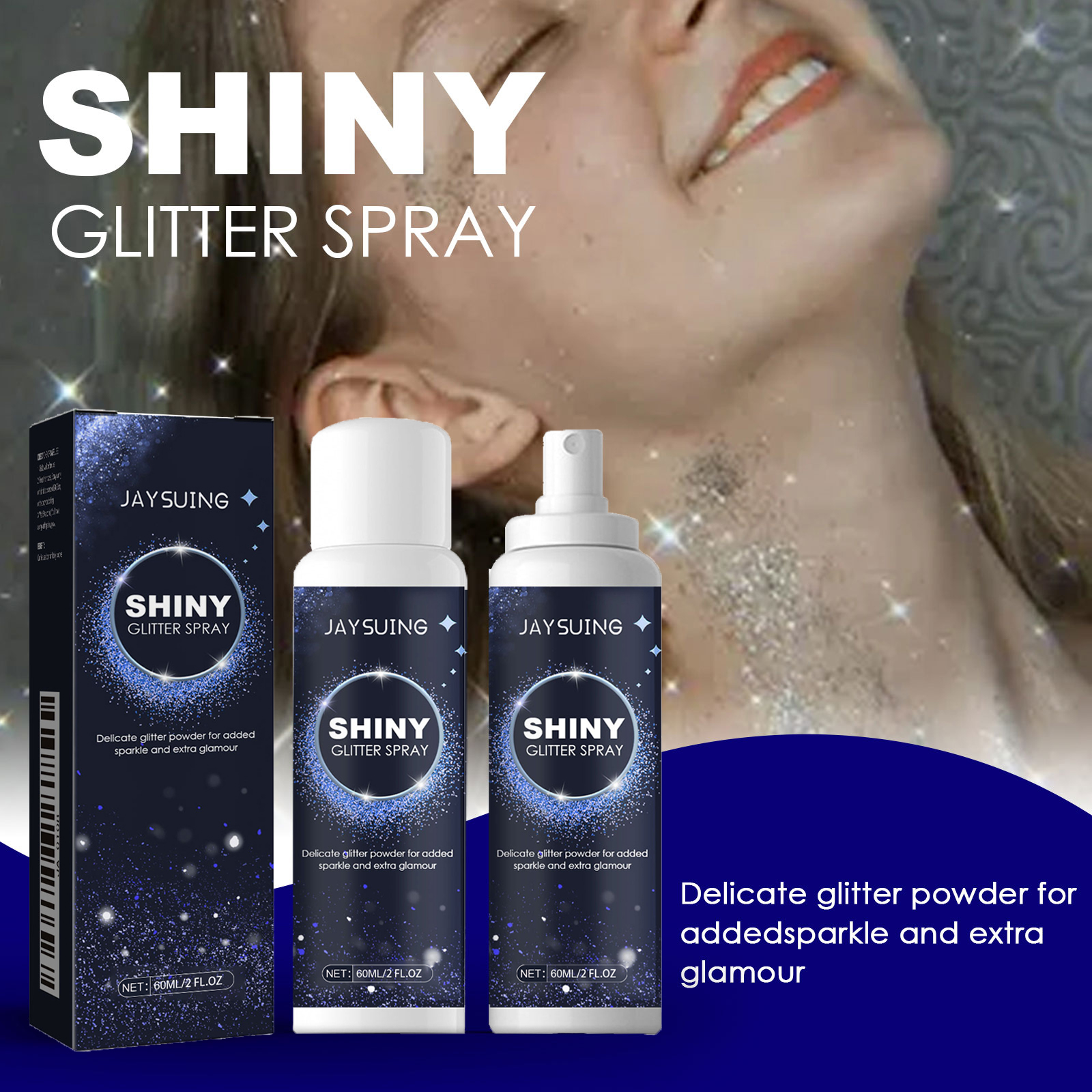 Shimmer Highlighting Spray High Gloss Body Hair Festival Party Makeup Setting Powder Glitter 60ml