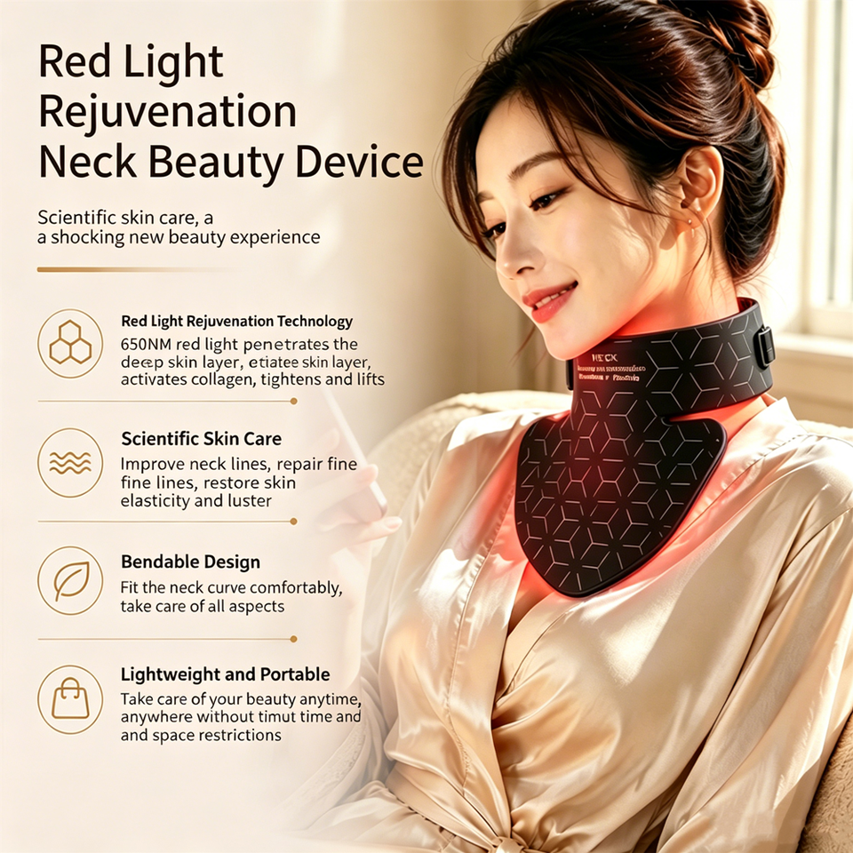 Household Neck Mask LED Infrared Light 82 Beads Beauty Instrument Flexible Soft Mask Silicone 4 Color Led Anti Aging