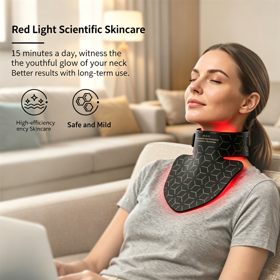 Household Neck Mask LED Infrared Light 82 Beads Beauty Instrument Flexible Soft Mask Silicone 4 Color Led Anti Aging