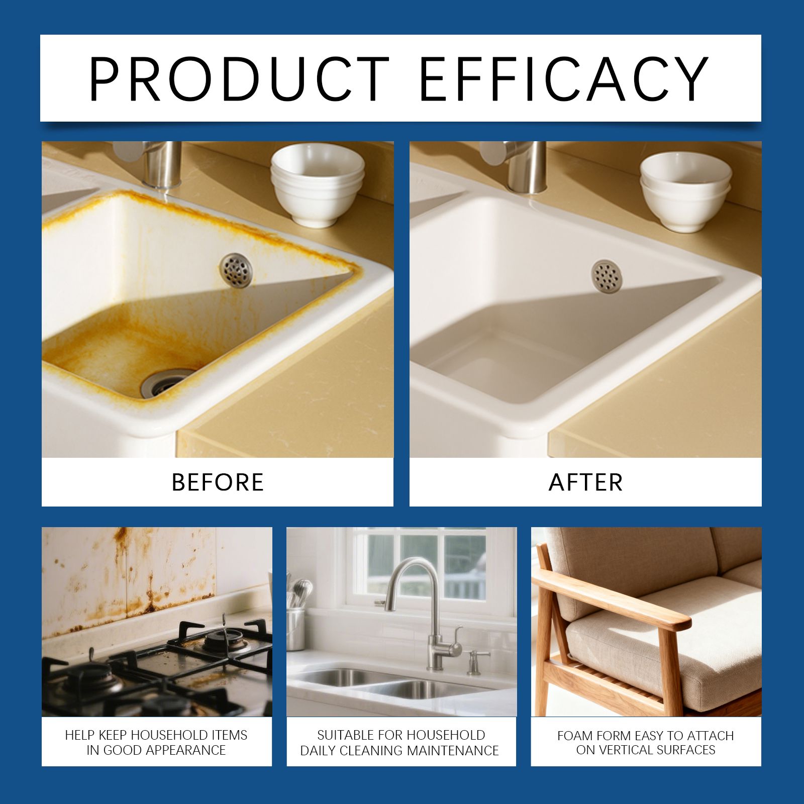 Multi Purpose Foam Cleaner For Kitchen Bathroom And Household Surfaces Daily Cleaning