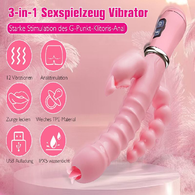 Vibrator for Couples SM Anal Training Tongue Licking AV Wand Masturbation Love Egg Sex Toy Rechargeable Triple Prong Adult Toys