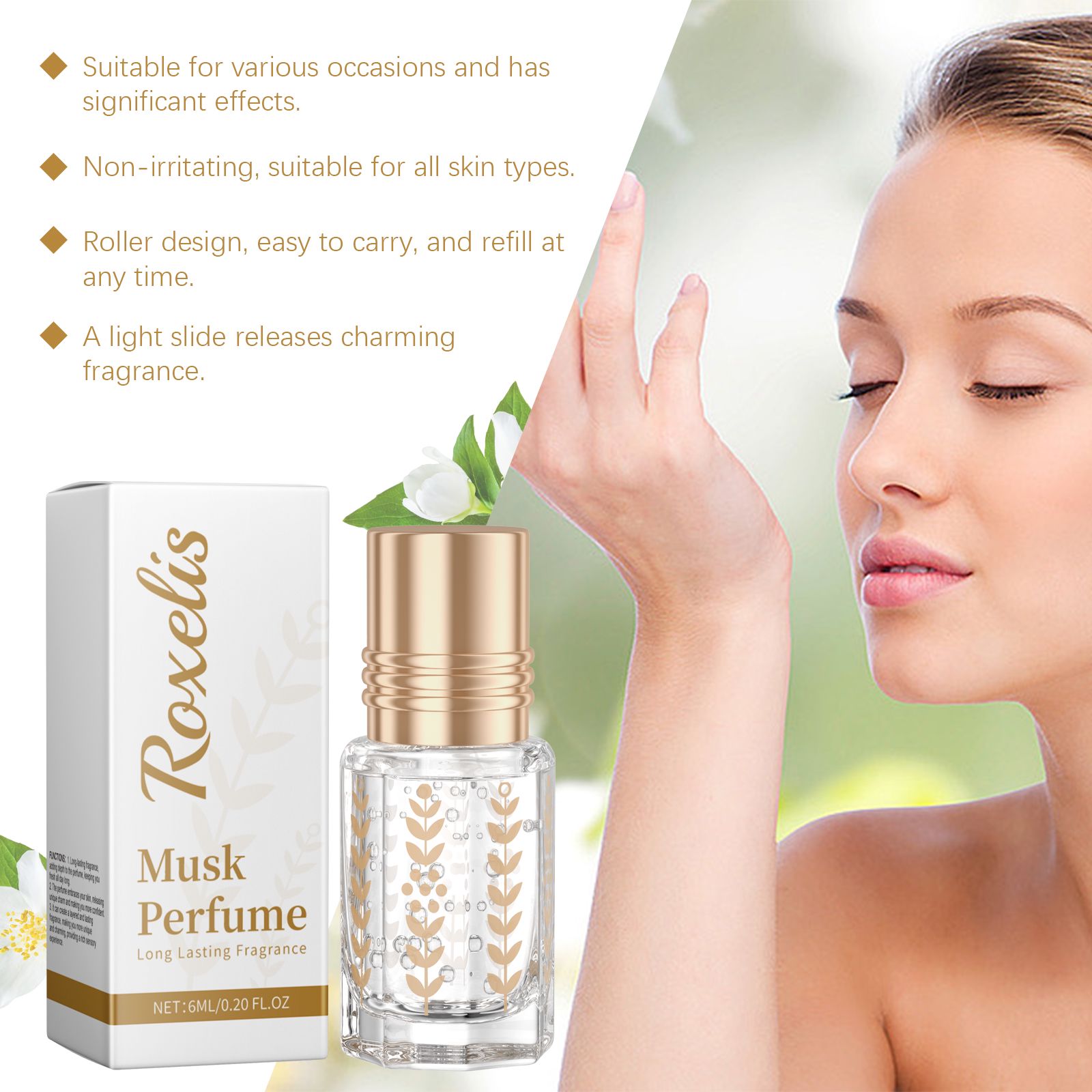 Musk Roll On Perfume Fresh Floral Long Lasting For Daily Wear And Dating