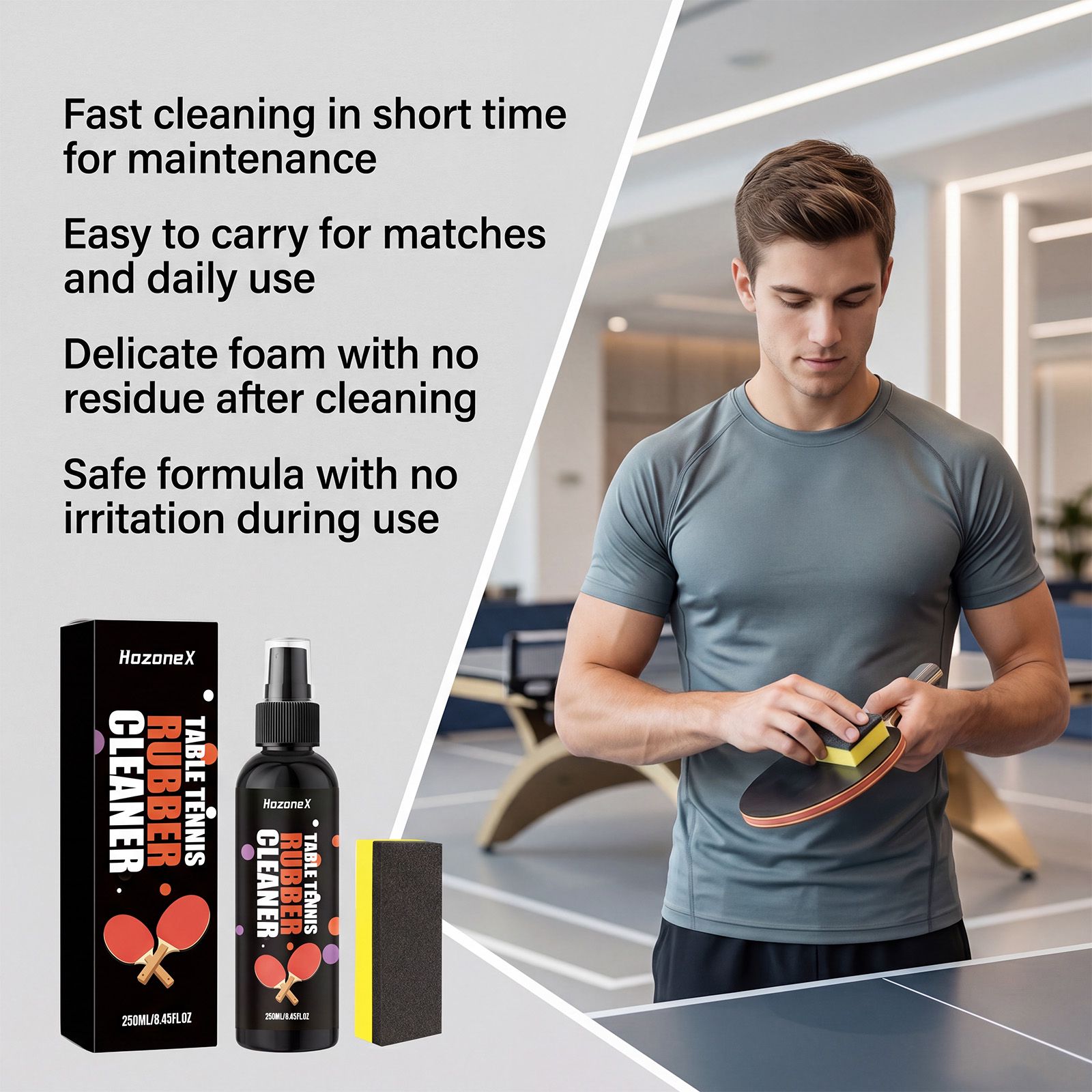 Table Tennis Racket Cleaner Spray For Rubber Surface Stain Removal And Daily Care
