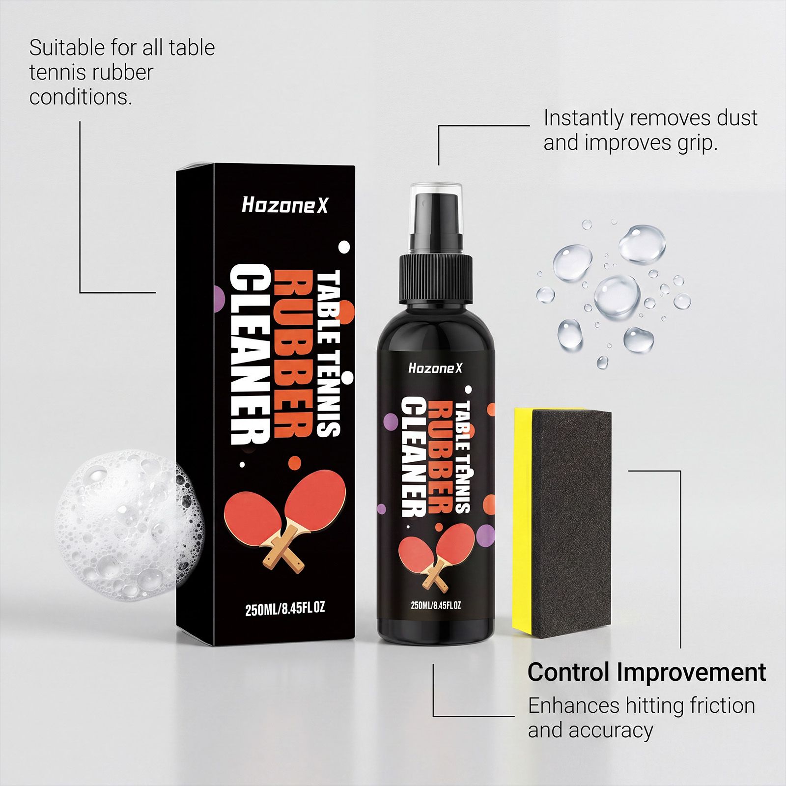 Table Tennis Racket Cleaner Spray For Rubber Surface Stain Removal And Daily Care