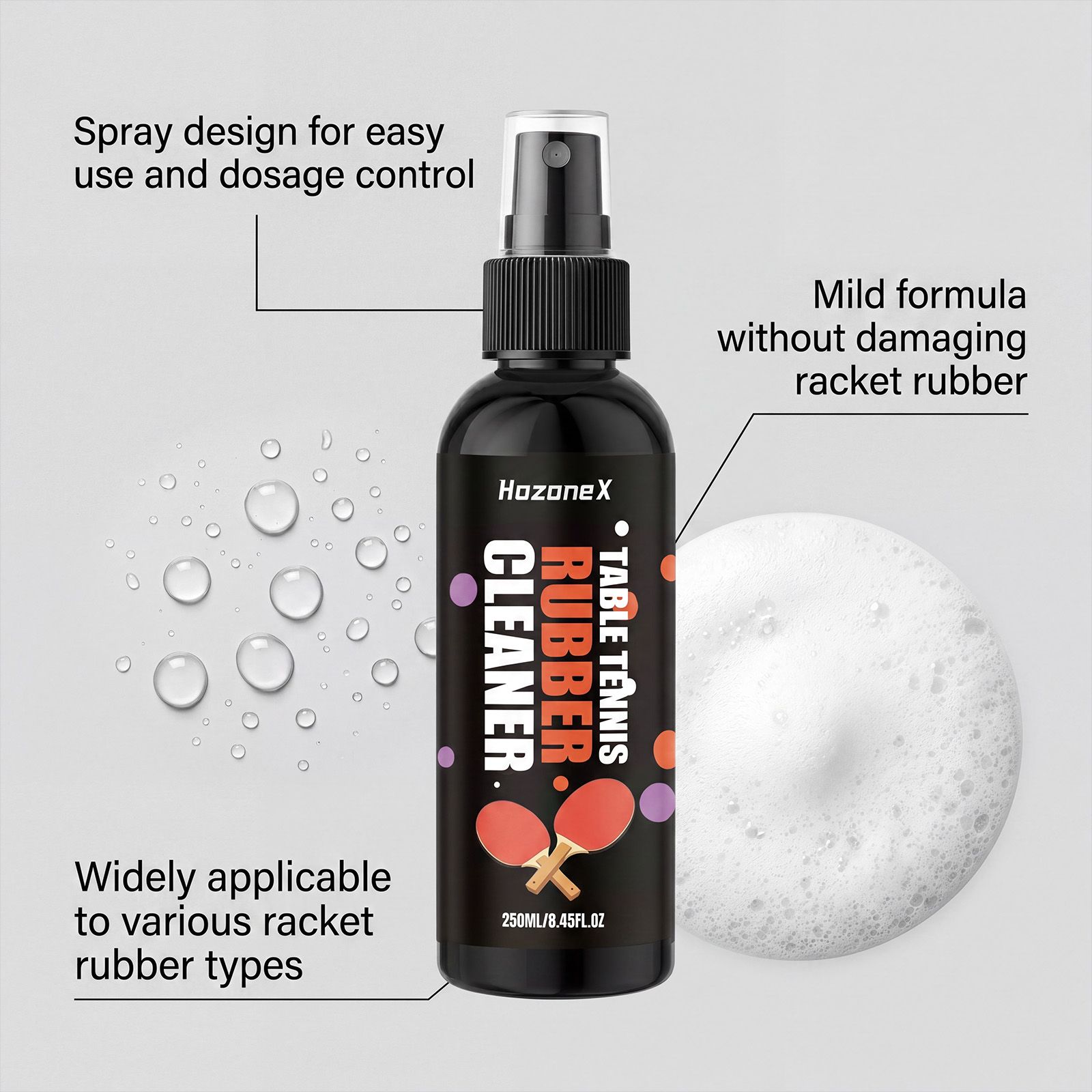 Table Tennis Racket Cleaner Spray For Rubber Surface Stain Removal And Daily Care