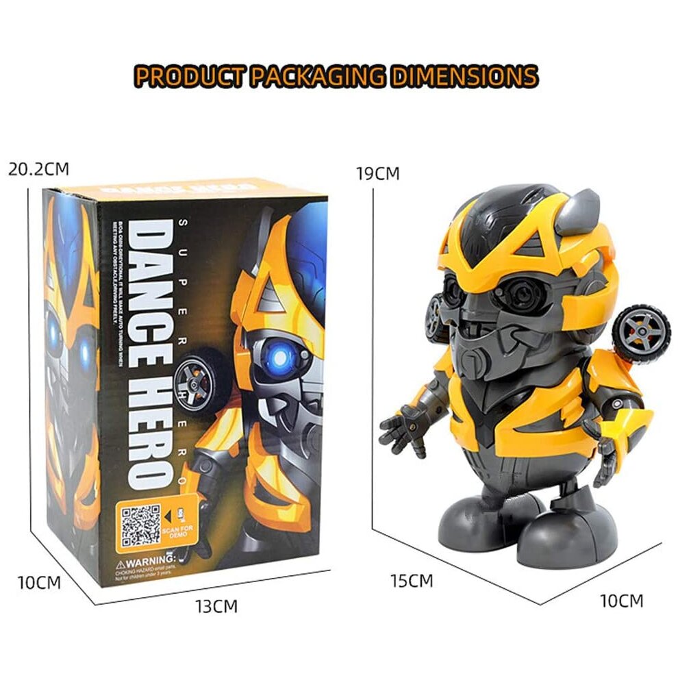 (Action Figure Dance Super Hero Robot Toy Dancing Music Lights For Kids Gift - Bumble Be