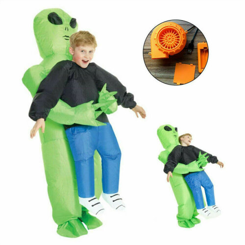 (Alien Adult) Adult Inflatable Fancy Dress Costume Halloween Party Fat Suit Inflatable Alien Pick Me Up Kid Costume