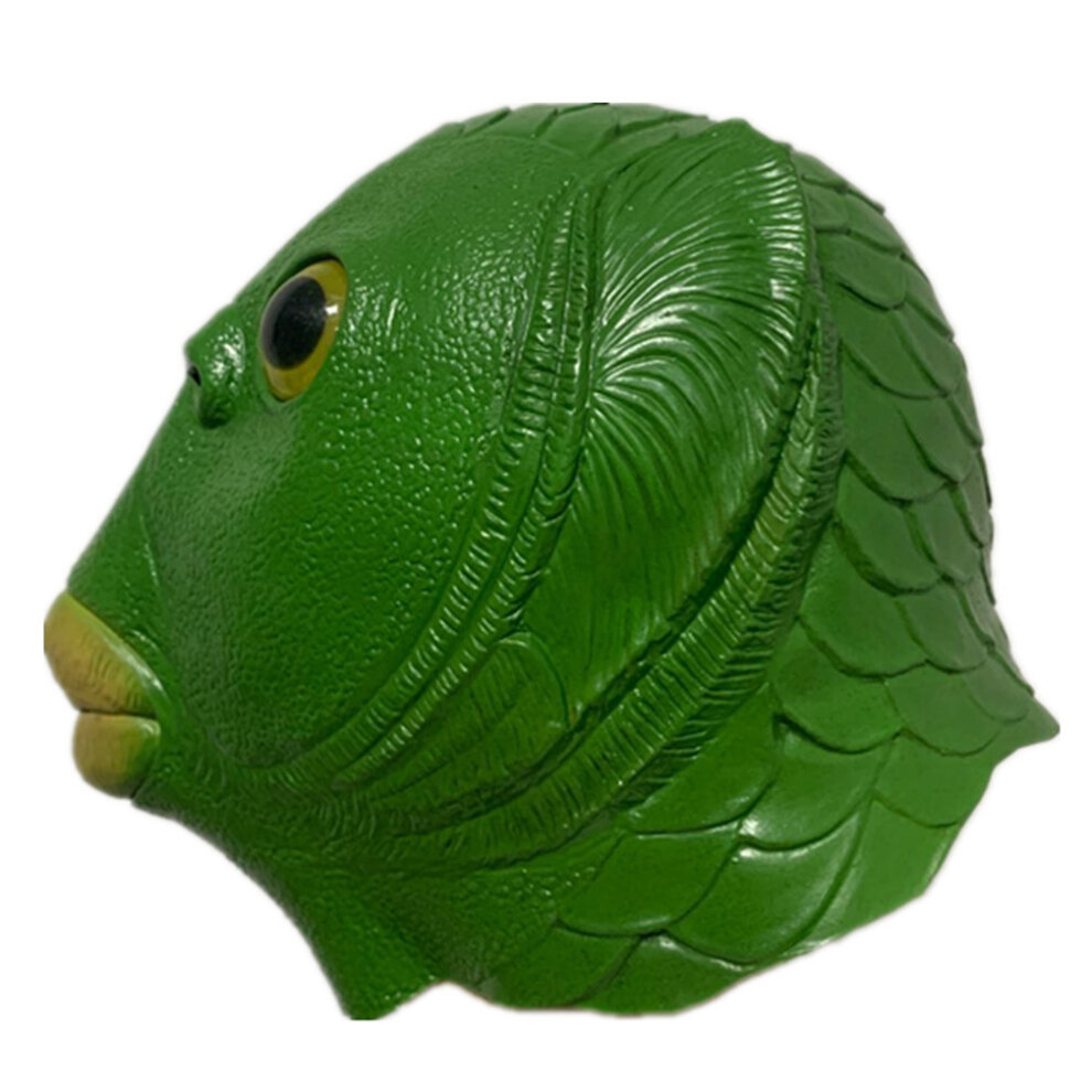 Halloween Green Fish Monster Mask Aquatic Latex Headgear Cosplay Props