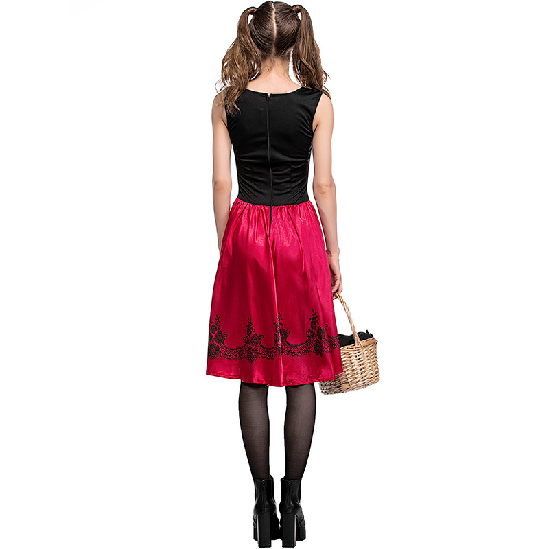 (XL) Halloween Costume For Adult Women Little Red Riding Hooded Cosplay Fantasy Game Uniforms Fancy Dress Party Cloak Outfit