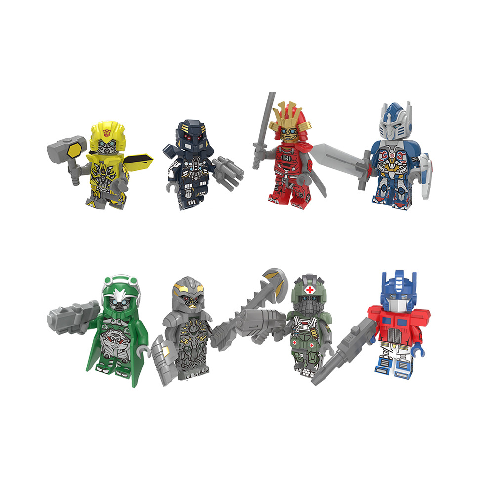 8pcs Transformers Optimus Bumblebee Megatron Minifigures Toys Mini Figures for Building Blocks Kit Compatible with Lego