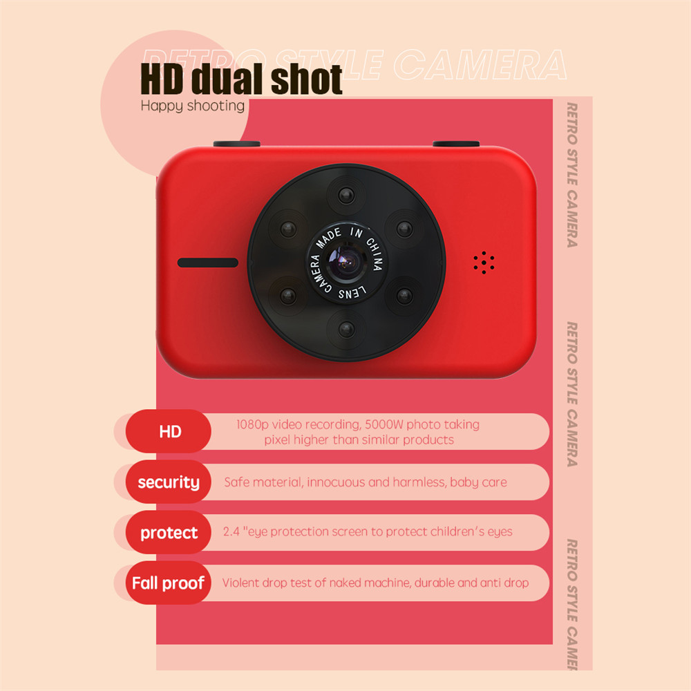 (Yellow) Digital Camera Kids Camcorder Video Recorder Child Camera Toys Outdoor Plays Dual Lens 50 MP 1080P HD IPS Screen with 32G TF Card for Toddler Boys Gifts