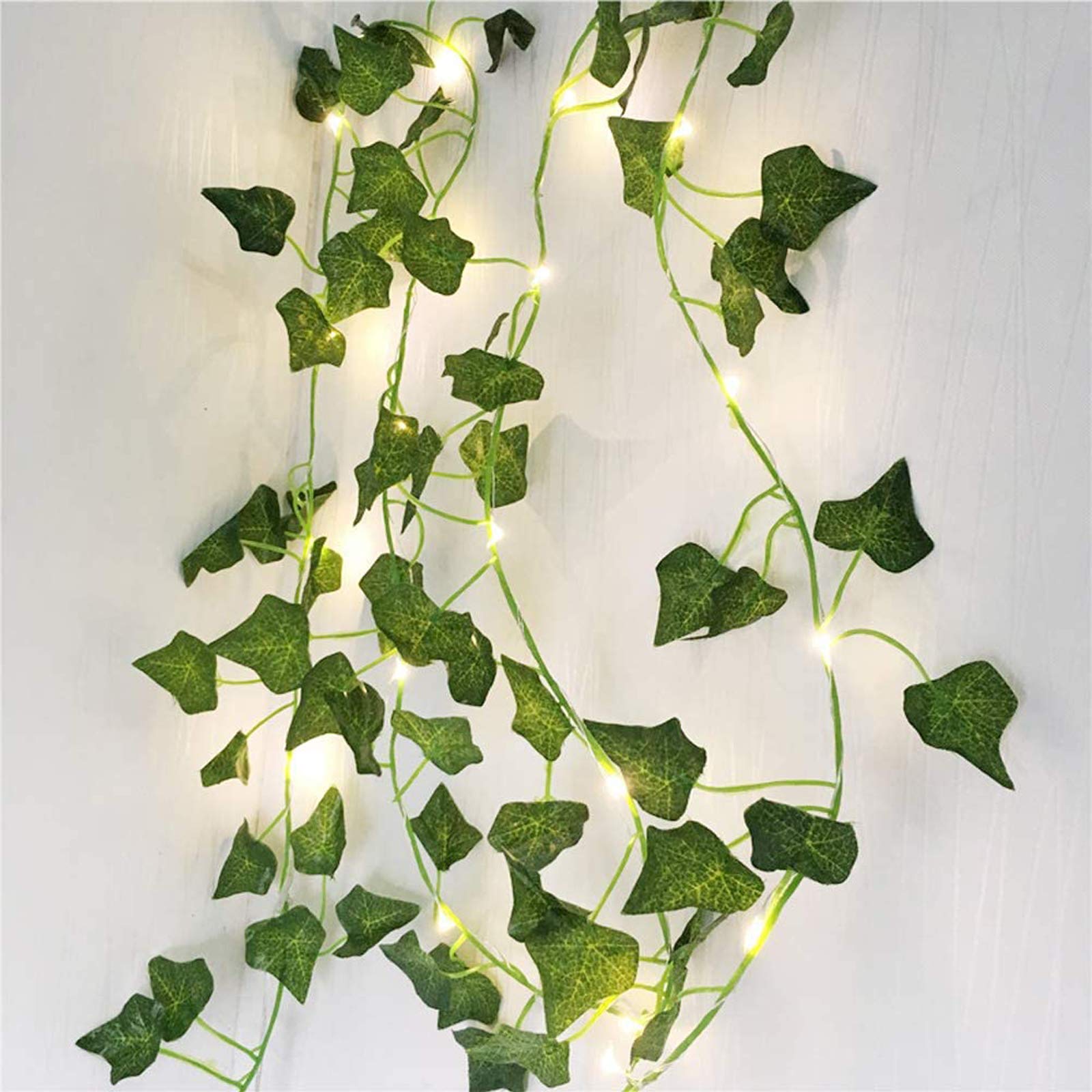 Solar Artificial Ivy Leaf Plants Led Solar String Lights 50 White Warm LEDs 5M