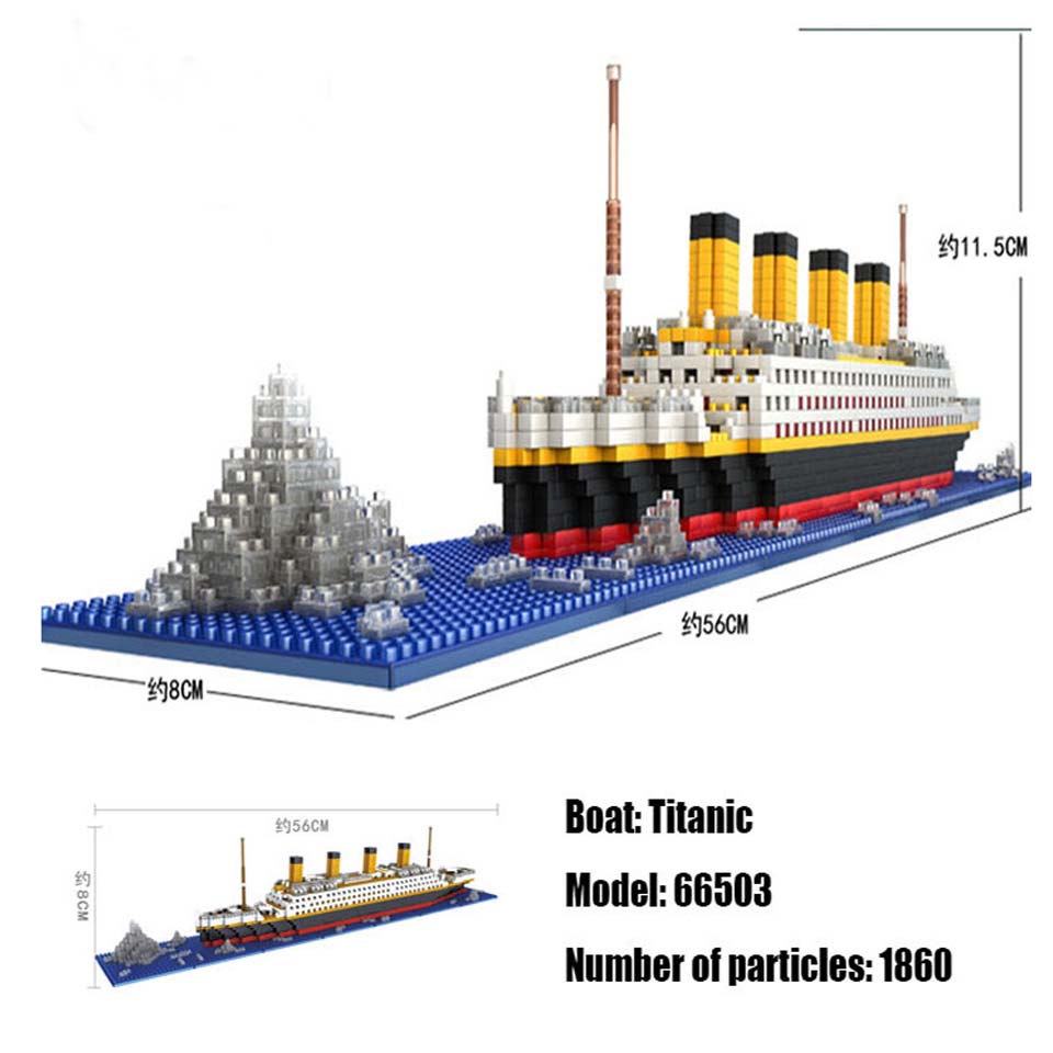 1860Pcs Mini Bricks Model Titanic Cruise Ship Model Boat DIY Diamond Building Blocks Bricks Kit Children Kids Toys No Box