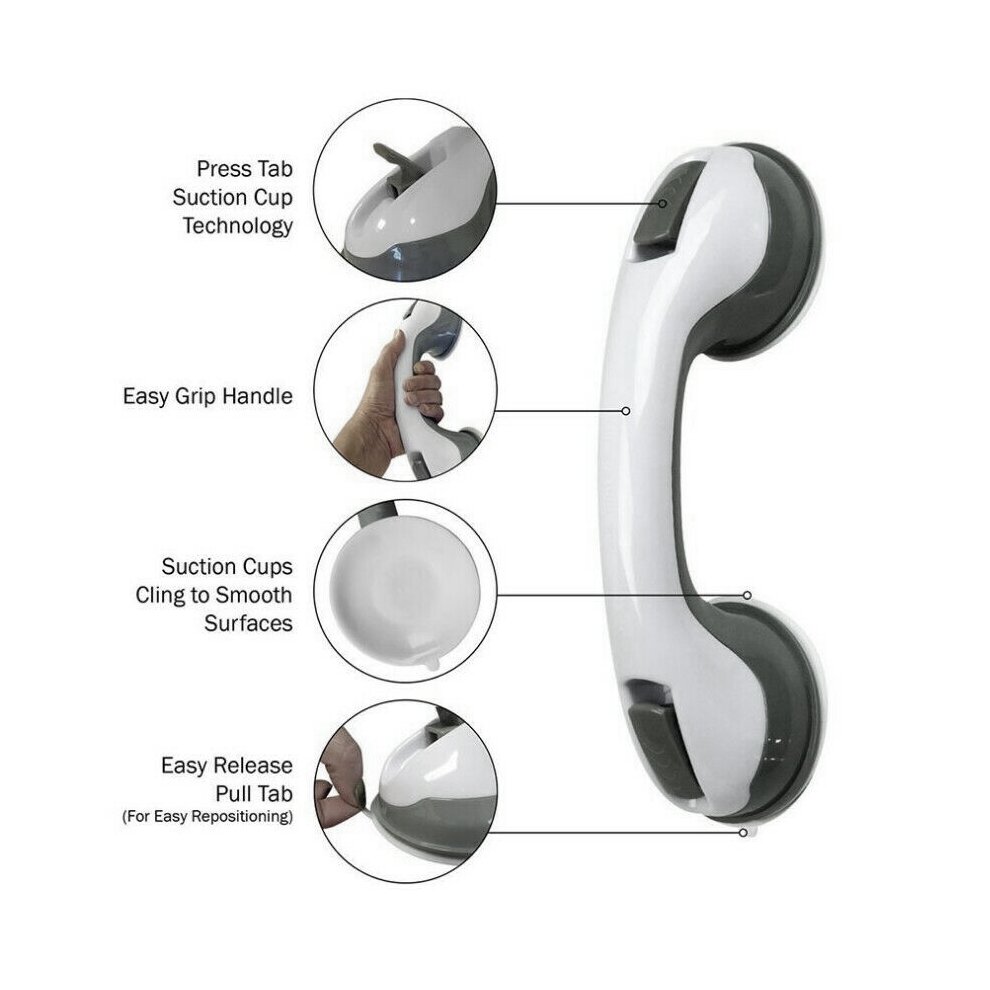 2X Bathroom Support Grab Handle Shower Safety Suction Grip Hand Rail