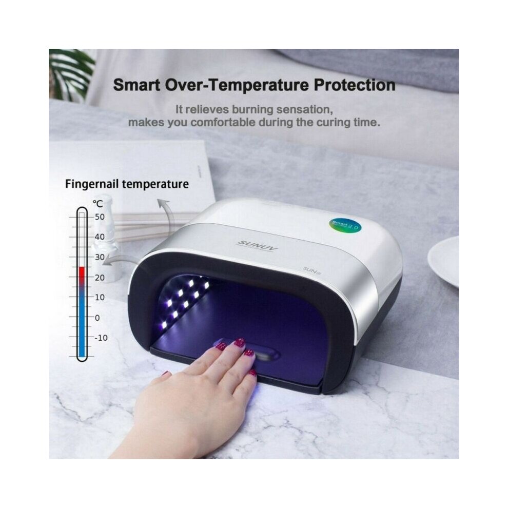 Led Nail Lamp SUNUV 48W Nail Dryer UV Lamps for Gel Polish Curing Light Machine Professional Pedicure Tool Nail Equipment Rechargable Automatic Sensor LCD Display Smart Timer Quick-Drying for Home and Nail Salon Use