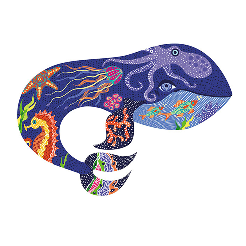 (A5) Prehistoric Whale Wooden Jigsaw Puzzle Birthday Gift Idea for Kids, Adults Family Game and Hobby