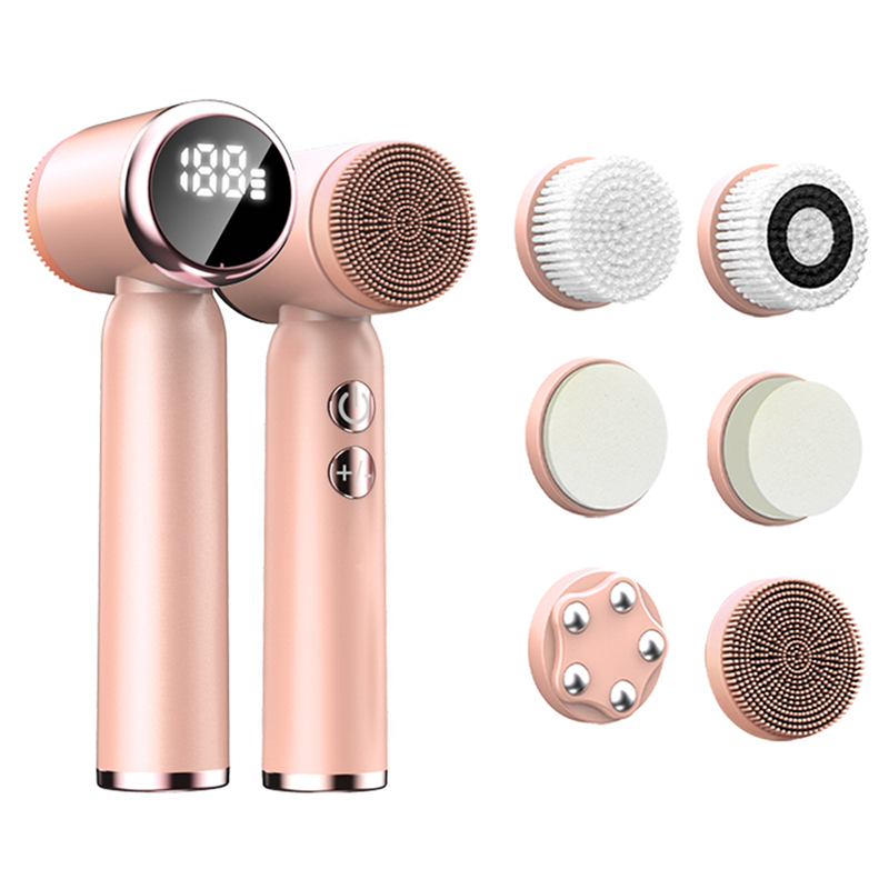 (White) Facial Cleansing Brush Electric Face Exfoliating Pore Cleaner Blackhead Removal Tools Compress Therapy Rechargeable Waterproof