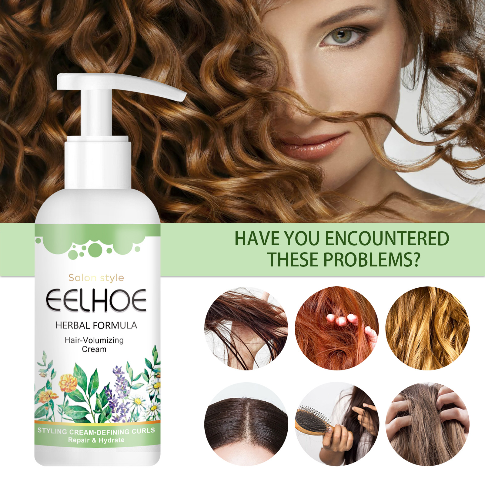Hair Volumising Cream Curl Cream for Curly Hair Curl Enhance Curl Cream Moisturising Cream for Frizzy Hair Elastic Volumizing Styling 50ml