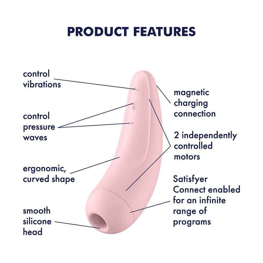 Satisfyer Curvy 2 Connect App Clitoral Sucker Pressure Wave Vibrator Sex Toys for Her Clitoral Stimulation Lay-on Stimulator Women Adult Toys