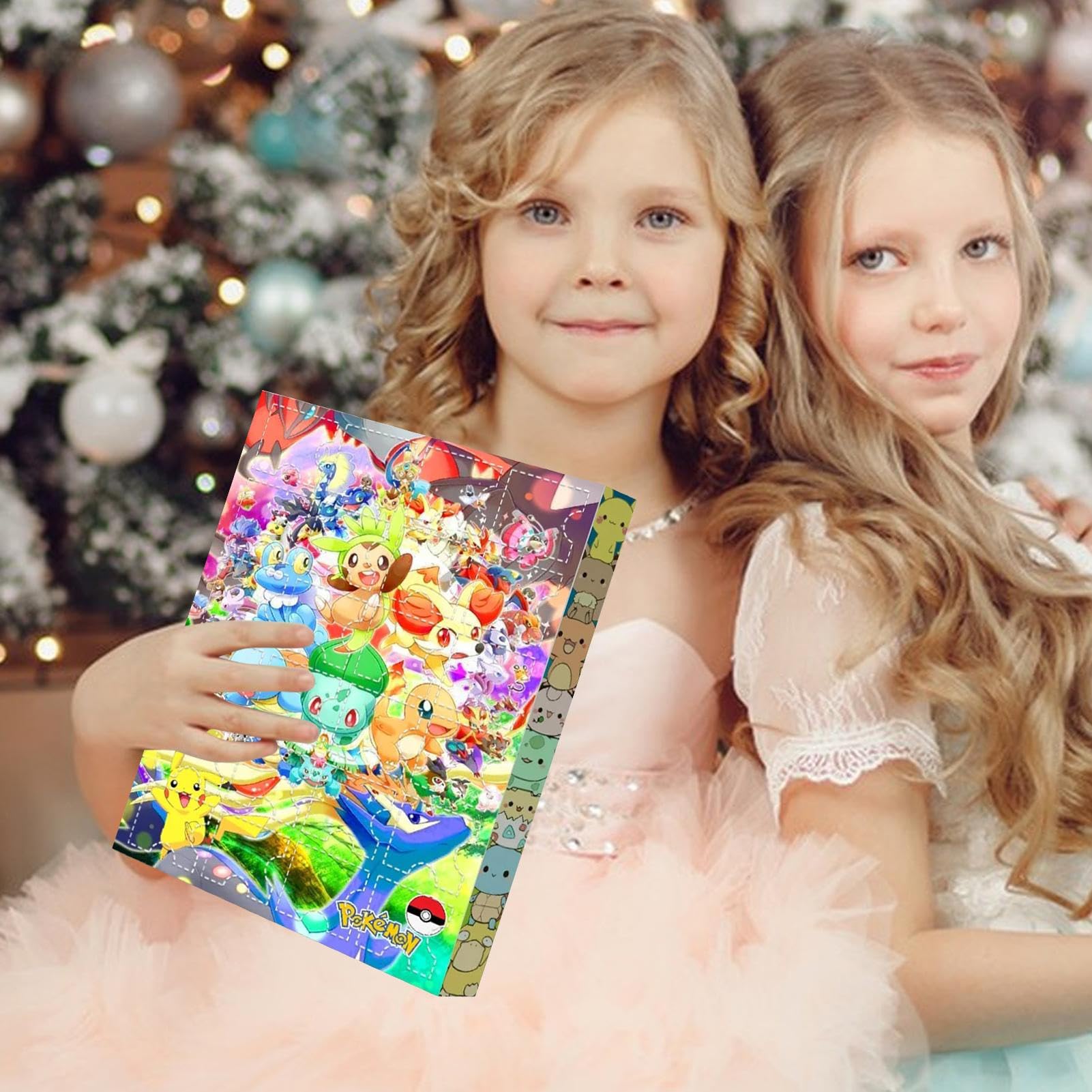 Christmas Countdown Advent Calendar with 24PCS Pokemon Cartoon Animal Character Figures Cute Toy Blind Box Doll Ornaments Play Set for Kids Boys Girls