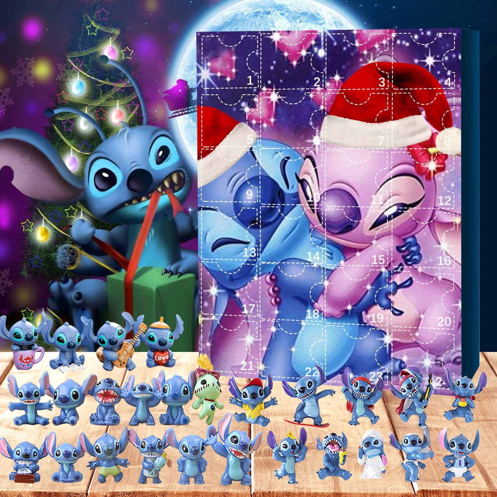 Stitch Christmas Advent Calendar Blind Box Stocking Stuffer Surprise Toys Gift for Kids
