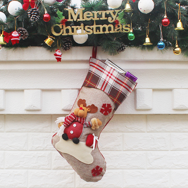 (Santa Claus) Christmas Stockings Xmas Tree Decoration Ornaments Pendant Large Boots Children New Year Candy Bag Santa Claus Gift Socks