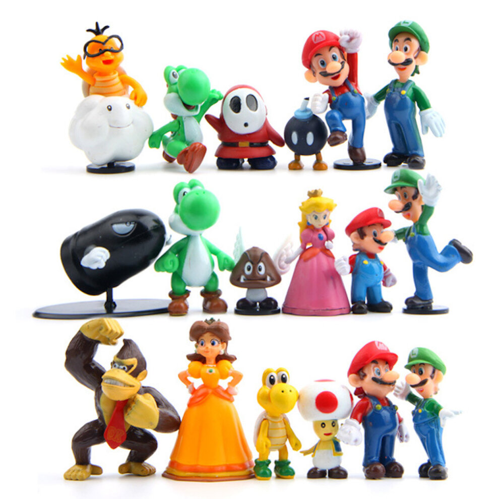 18pcs Super Mario Princess Goomba Bowser Figure Doll Decoration