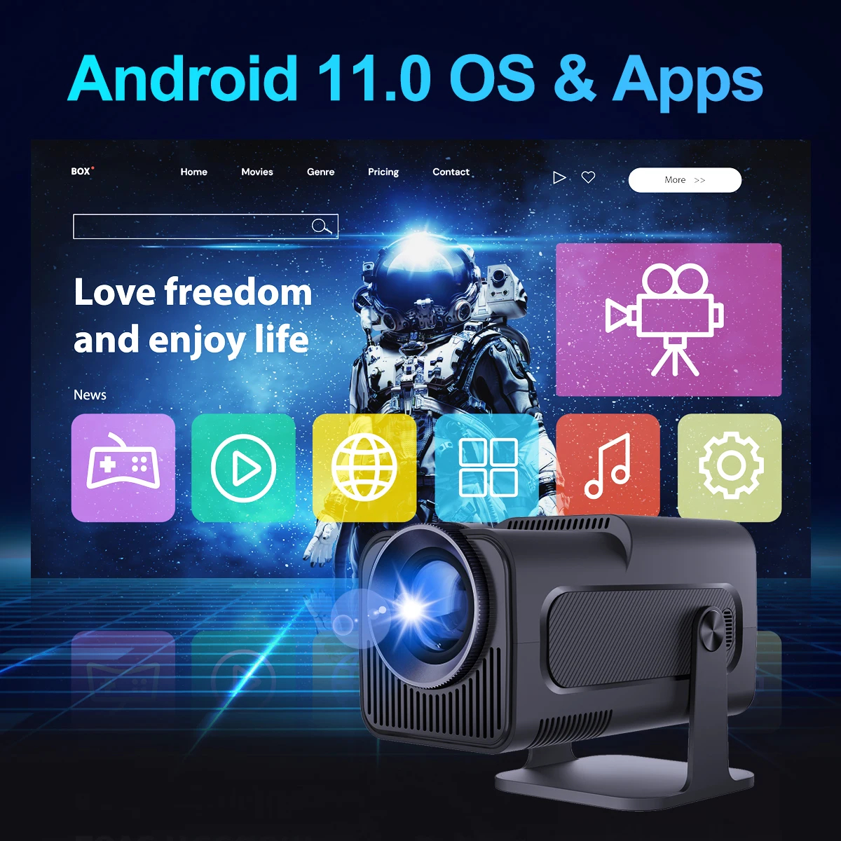 1080P Android Projector 4K Native Cinema Outdoor Portable Projetor