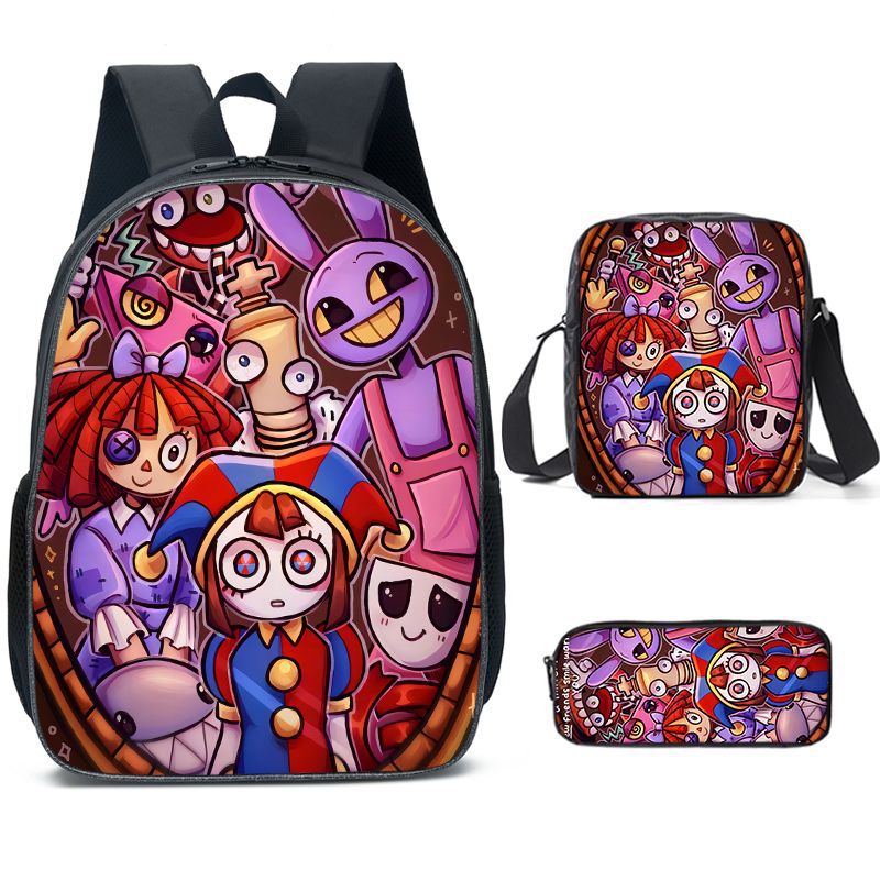 (Style A) The Amazing Digital Circus Backpack for Kid Shoulder School Book Bag Boys Casual Daypacks with Pencil Case