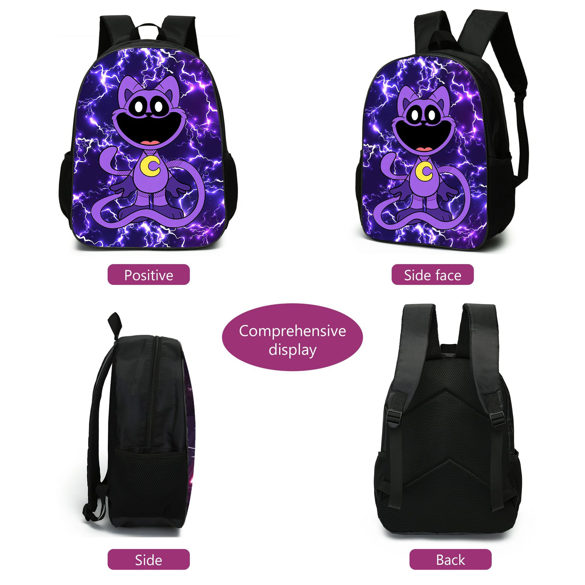 (Style A) Smiling Critters Canvas Students Schoolbag Laptop Backpack Travel Daypack for Kids