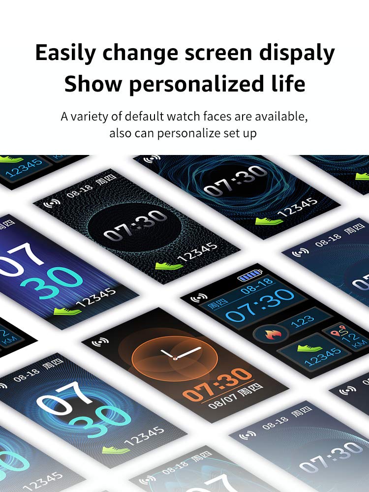 (Blue) Activity Tracker Fitness Trackers Smart Watch with Body Temperature Heart Rate Blood Pressure Monitor for Women Men