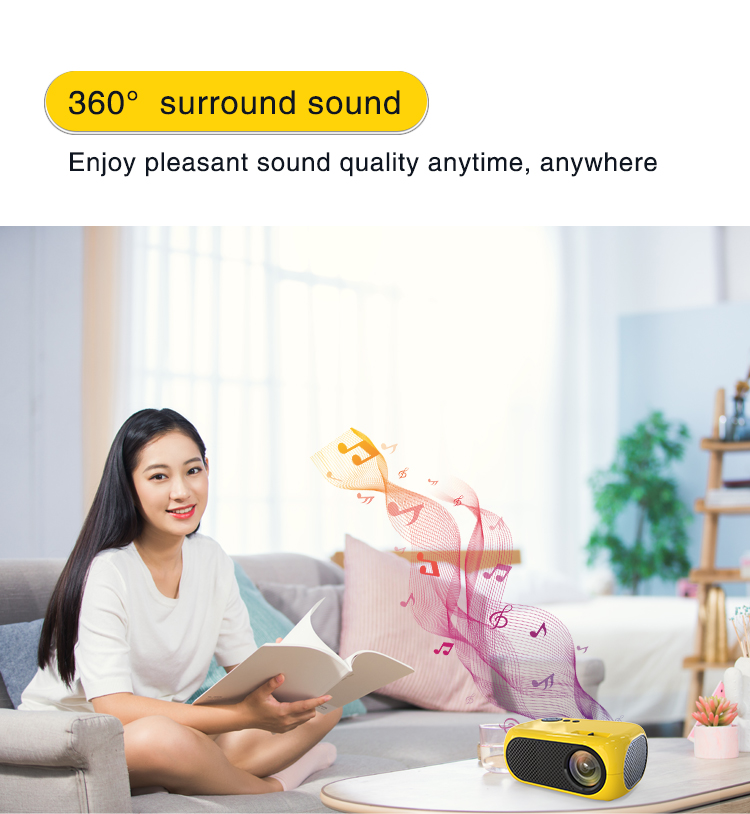 (Yellow Basic Version) MINI 4K Portable Projector Home Theater Portable HD 3D 1080P Home Cinema LED Video Game Laser Beam Projector Smart TV Box Through Port