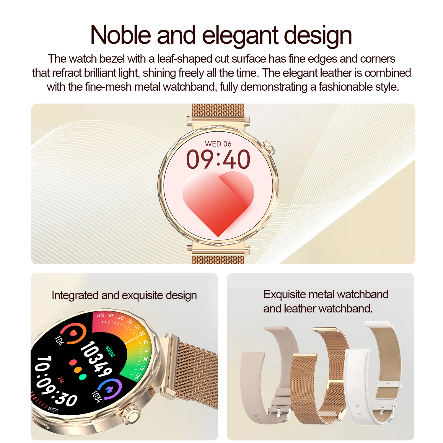 (Silver) Lady Smart Watch Sports Fitness Tracker Health Monitoring Fashion