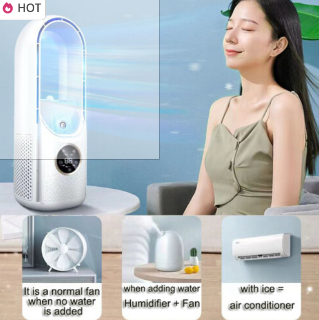 Air Cooler LED Display Air Conditioning Humidification Electric Fan 6 Speed Silent Timer