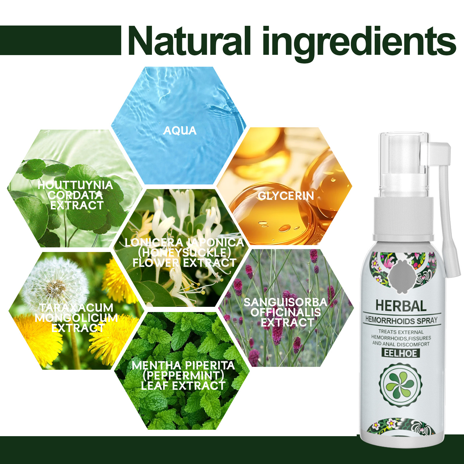 Natural Herbal Hemorrhoids Spray Hemorrhoids Body Care Agent Relieve Anal Pain Hemorrhoids Spray