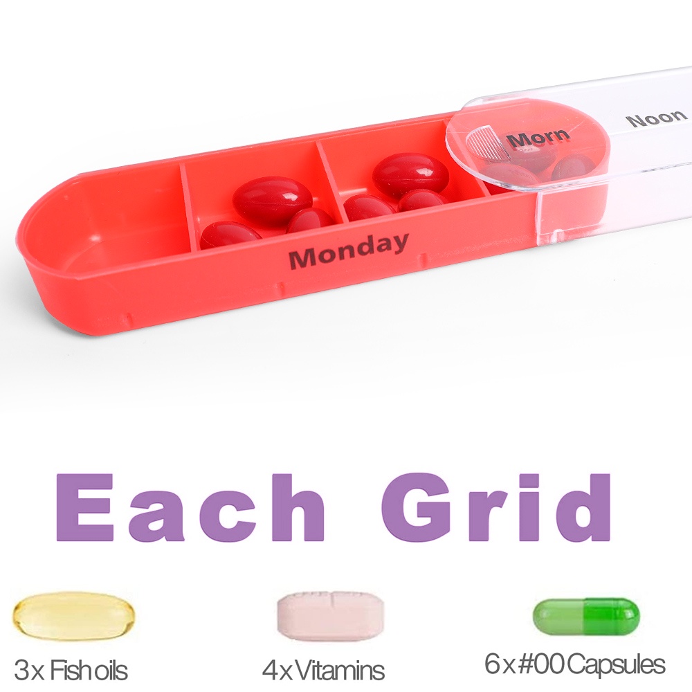 Portable Pill Box 7 Days Pill Medicine Box Weekly Monthly Tablet Holder Storage Organizer Container Case Pill Dispenser Splitters Pharmacy Pill Case Stackable