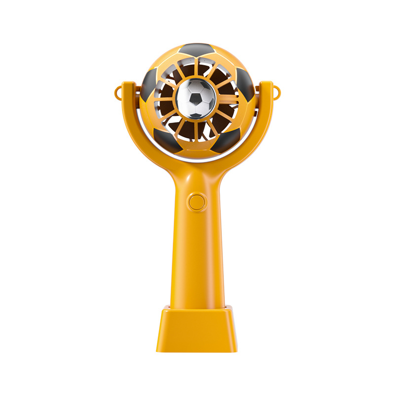 (White) Cute Soccer Ball Design Handheld Fan Portable Mini Fan USB Rechargeable 1200mAh Battery for Office Travel Summer Cooling ﻿