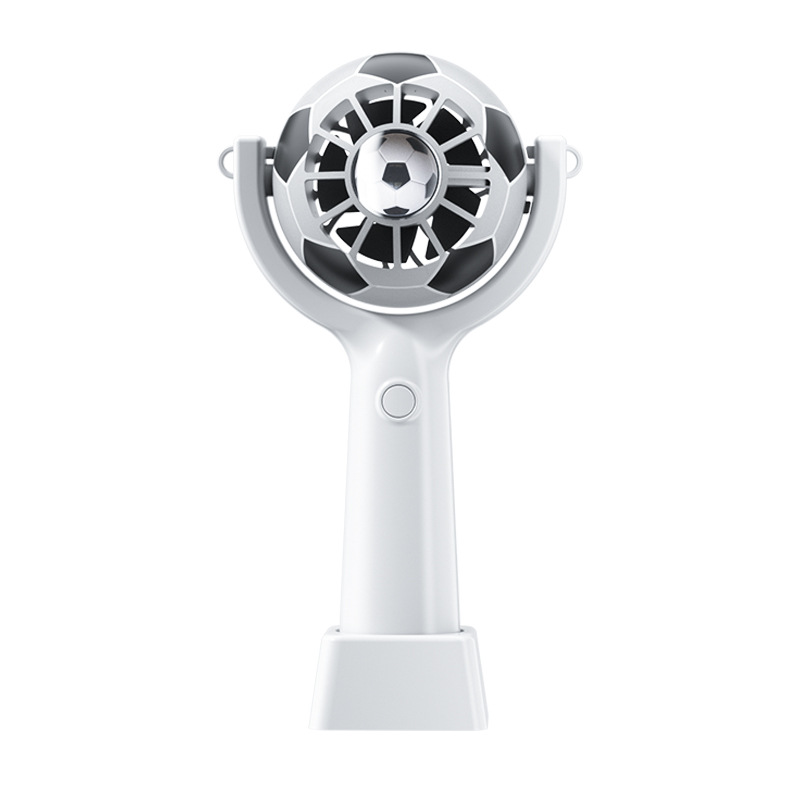 (White) Cute Soccer Ball Design Handheld Fan Portable Mini Fan USB Rechargeable 1200mAh Battery for Office Travel Summer Cooling ﻿