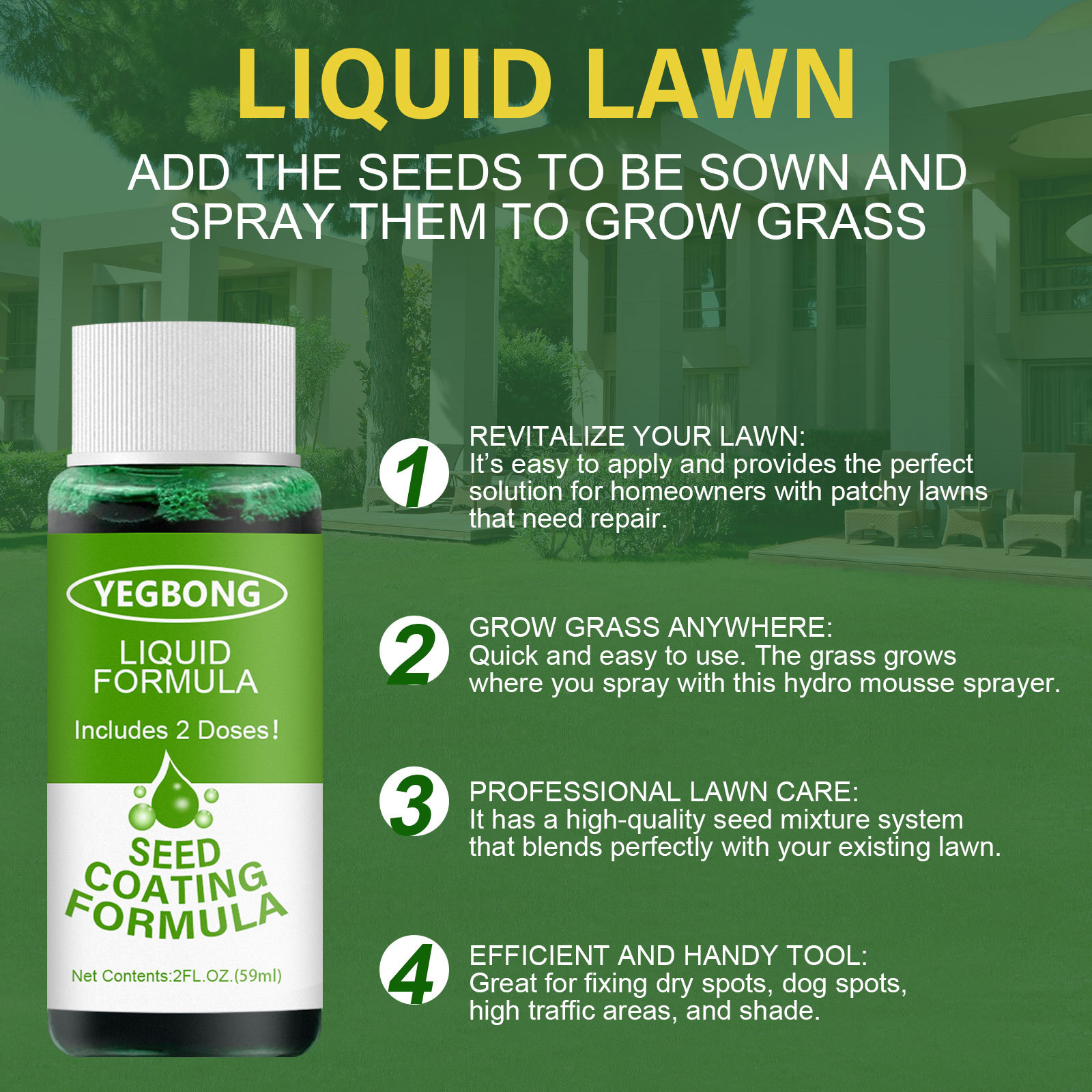 Liquid Lawn Nutritious Grassland Planting Household Seed System Liquid Fast Green Grass Lawn Patch Sowing Plant Care Essentials ﻿