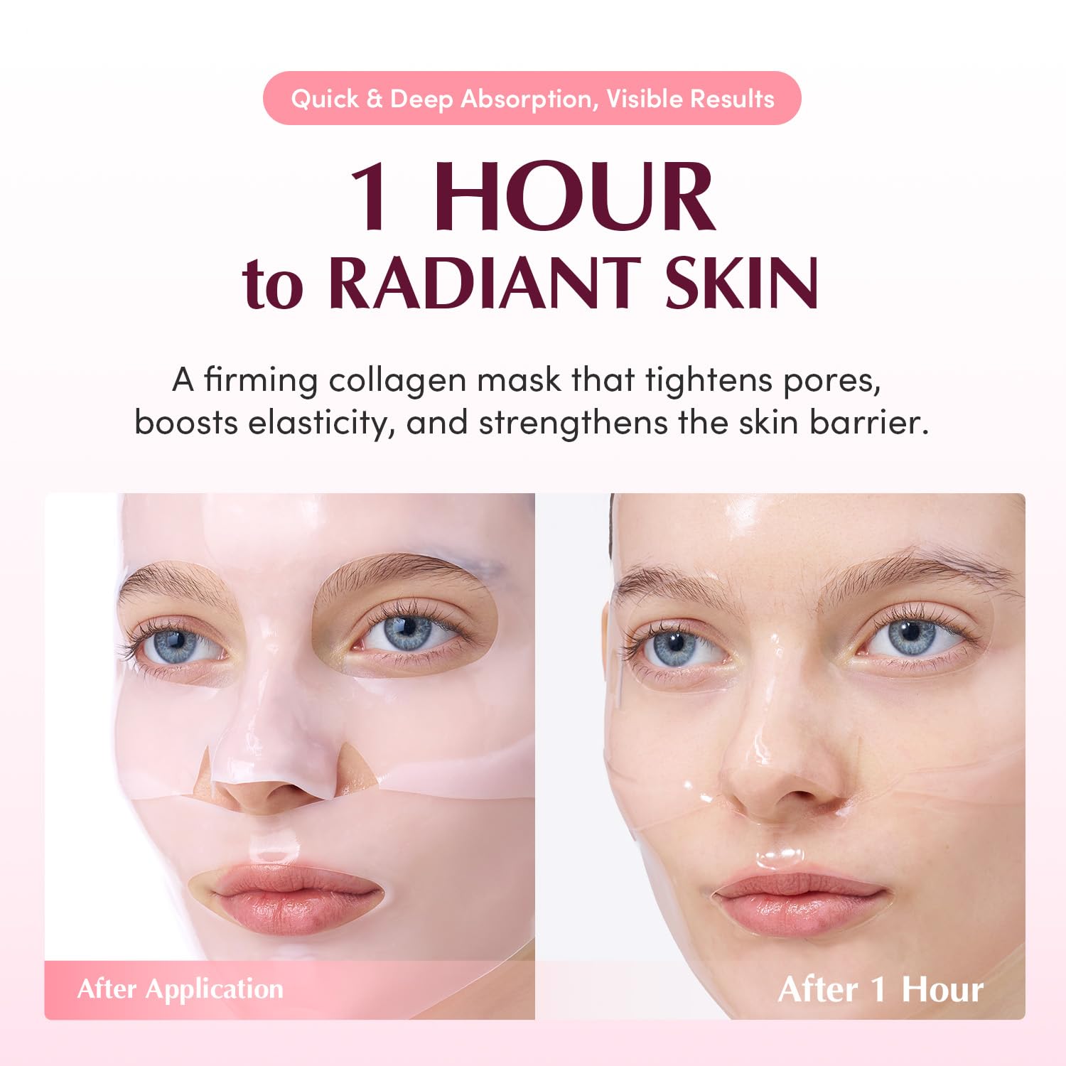 EQQUALBERRY Collagen Pore Tight Up Mask PDRN Low Molecular Collagen for Pore Minimizing and Firming Korean Collagen Face Mask for Glass Skin Pore Care 4 Sheets