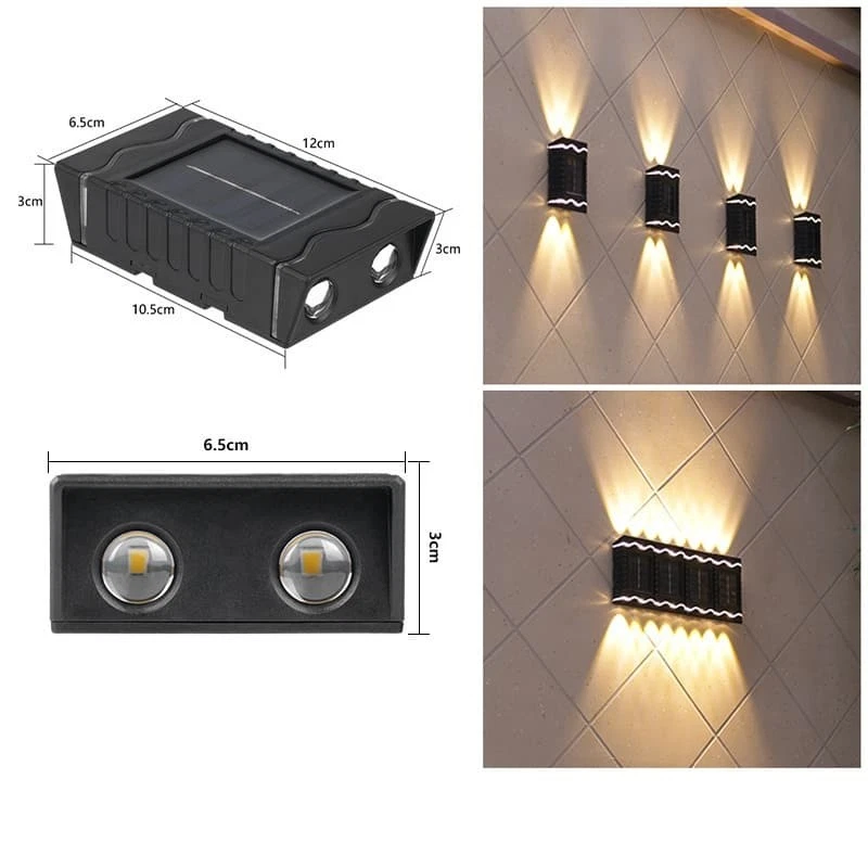 (Warm White) 4 Pcs IP65 Waterproof Solar Wall Lights Square Wireless Sensor Outdoor