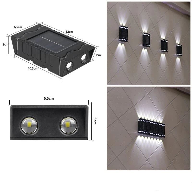 (Warm White) 4 Pcs IP65 Waterproof Solar Wall Lights Square Wireless Sensor Outdoor